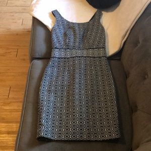 The Limited Business dress. Navy & white print.